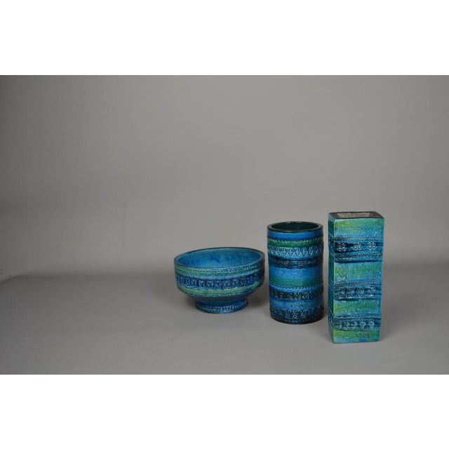 Rimini Blu Glazed Ceramic Footed Centerpiece Bowl by Aldo Londi by Bitossi, 1960s For Sale - Image 10 of 13