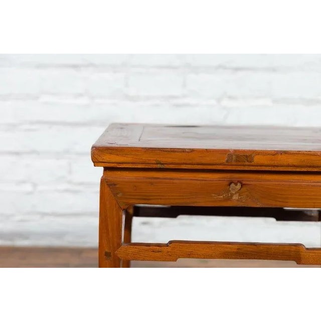 19th Century 19th Century Chinese Qing Dynasty Side Table with Humpback Stretchers For Sale - Image 5 of 13