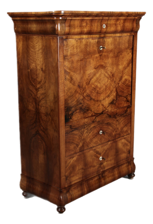 Antique Biedermeier Louis Phillipe Walnut Secretary, 1850s