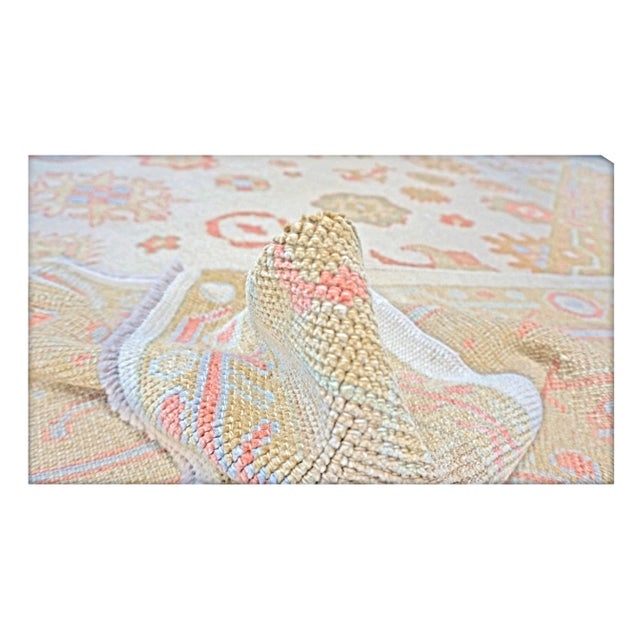 21st Century Turkish Oushak Wool 9x11 Ivory, Yellow, & Rust Handmade Area Rug #1143837 For Sale - Image 9 of 9