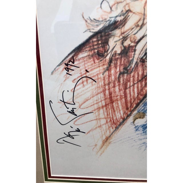 Vintage 1991 "Saint Nicholas" Ramon Santiago Hand Signed Framed Christmas Art Print For Sale - Image 4 of 13