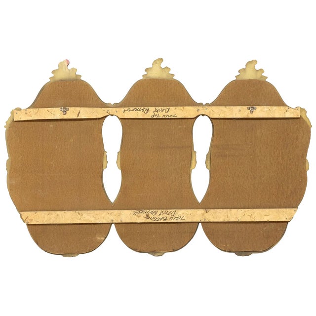 French Louis XV Style Giltwood Three-Panel Wall Mirror For Sale - Image 3 of 3