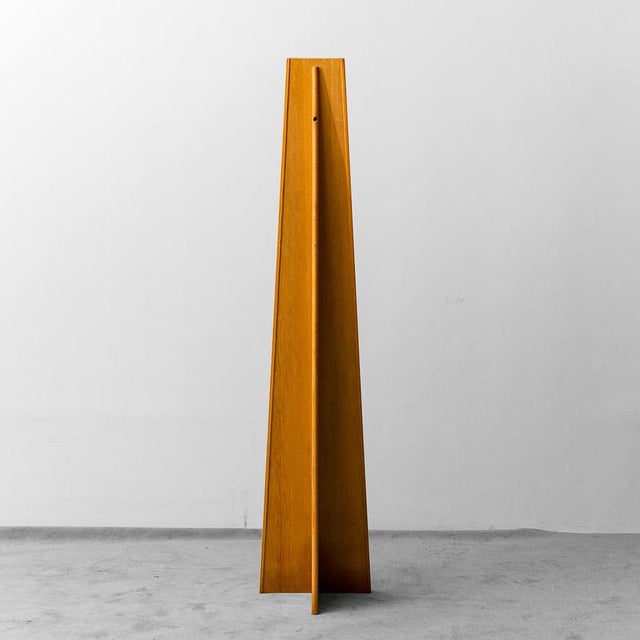 Floor mirror. Light brown wooden structure. Excellent condition, as shown in the photo. 70s design.