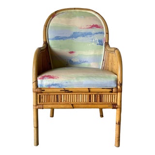 1970's Henry Olko Rattan Accent / Desk Chair For Sale