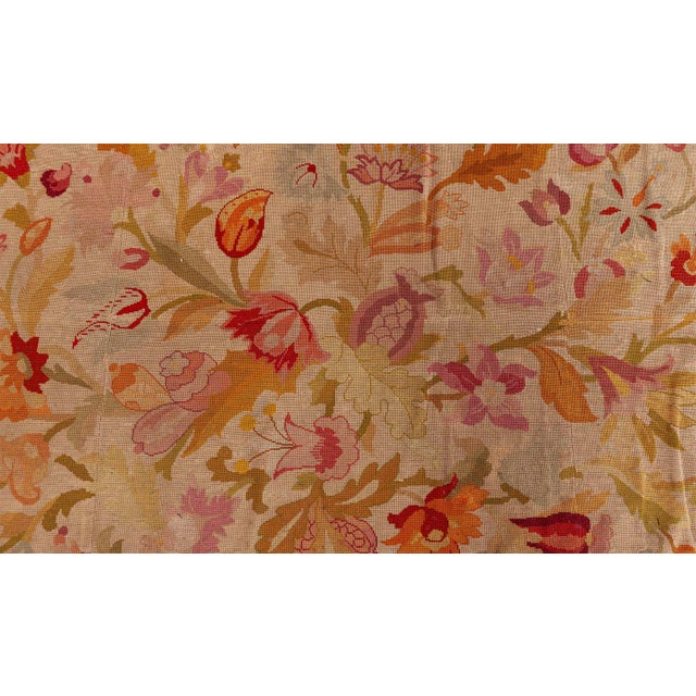 Antique 1880s European Needlework Rug  Floral Symphony in Pastel Harmony For Sale In New York - Image 6 of 8
