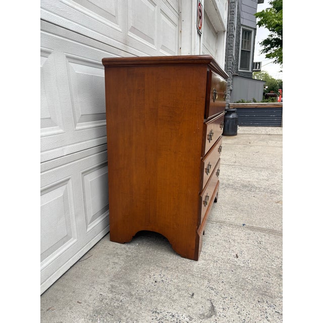 Vintage Colonial Revival Maple Secretary Desk Chest With Drop-Front Writing Surface For Sale - Image 4 of 12