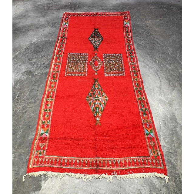 1980s Vintage Red Moroccan Rug - 6'8" X 14'6" Ft For Sale - Image 10 of 10