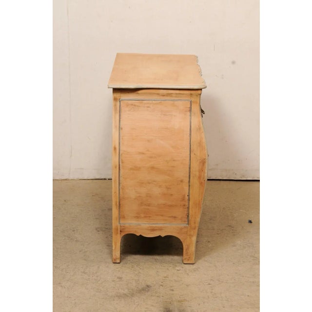 Tan French Bow-Front Commode with Rococo Hardware For Sale - Image 8 of 11