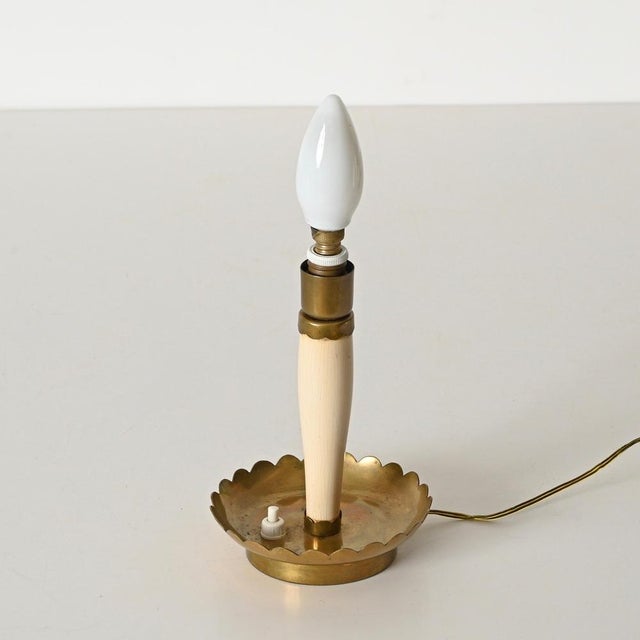 Gold Table Lamps in Brass and Ivory Wood by Guglielmo Ulrich, Italy, 1940s, Set of 2 For Sale - Image 8 of 15