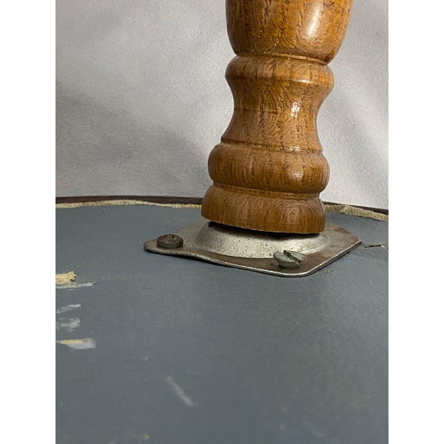 1960s Vintage Mid-Century Modern Kidney Footstool Dark Brown Pleather Wood Legs For Sale - Image 9 of 12