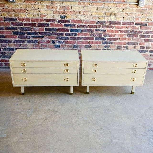 Wood Pair of Large Mid-Century Harvey Probber Three Drawer Chests in Cream For Sale - Image 7 of 10