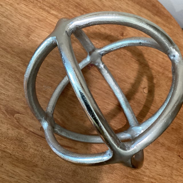 Platinum Mid 20th Century Sphere Art Sculpture Aluminum Paperweight Brutalist Style For Sale - Image 8 of 12