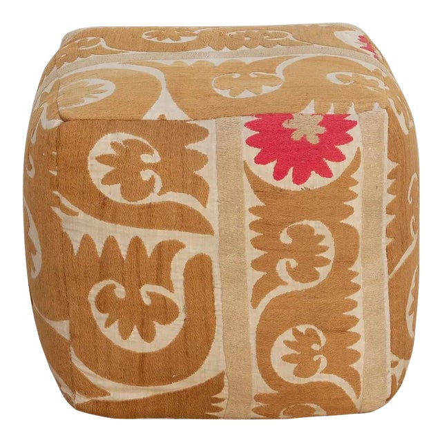 Zebo Antique Suzani Cube Ottoman For Sale
