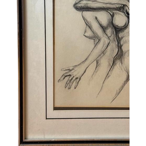 Black 1990s Original Andi Pepper Dual Figure Study Charcoal Drawing Contemporary Nude Fine Art For Sale - Image 8 of 10