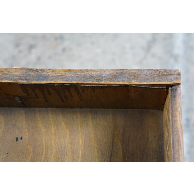 Wood Antique American Empire Style Quartersawn Oak Library Table Console Writing Desk For Sale - Image 7 of 18
