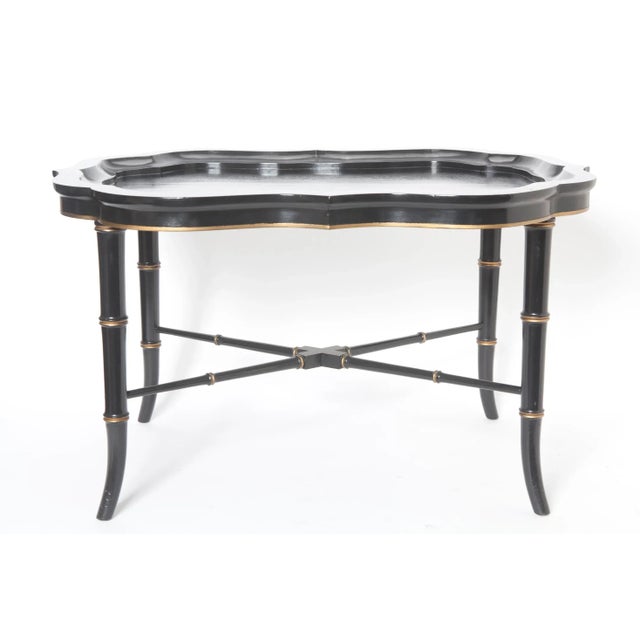 Ebony Antique Ebony Tray Table with Glass Top- 3 Pieces For Sale - Image 8 of 12