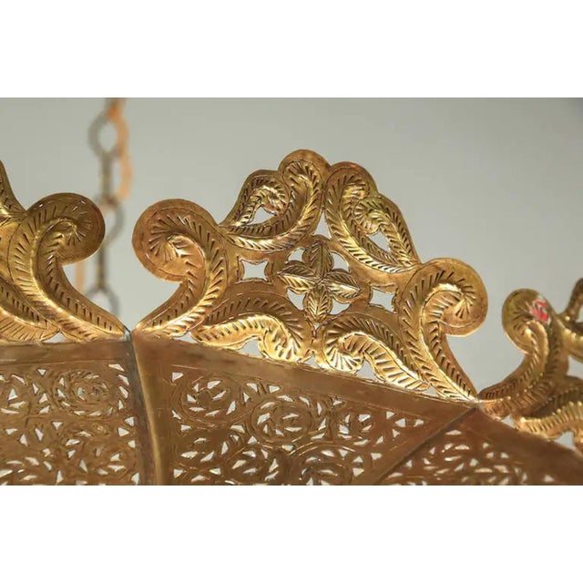 Vintage Moroccan Chandelier Polished Gold Brass in Alberto Pinto Moorish Style For Sale - Image 18 of 18