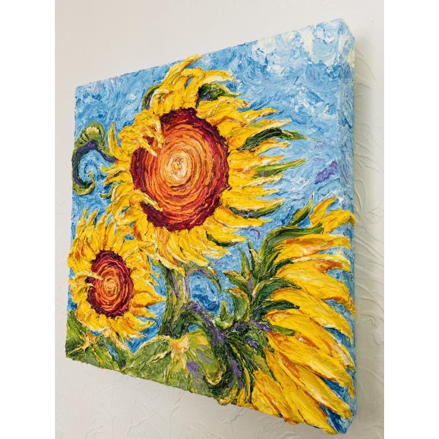Contemporary Contemporary “Sunflowers” – Original Impasto Oil Painting by Paris Wyatt Llanso For Sale - Image 3 of 7