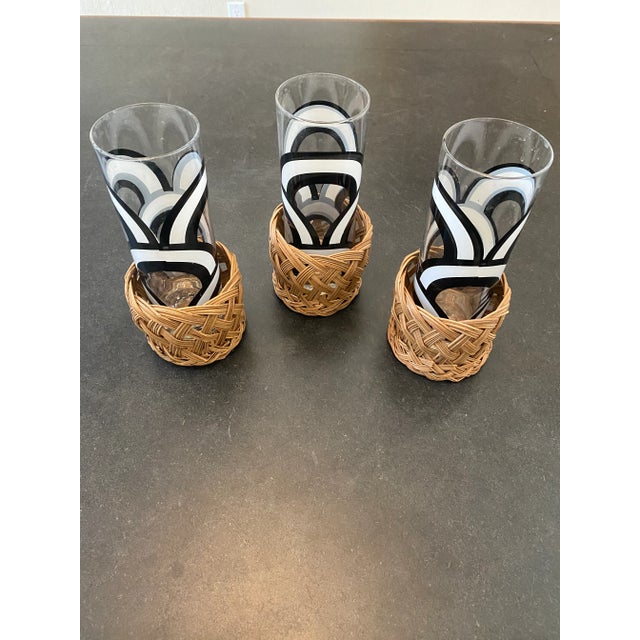 Wood Vintage Italian Wicker Beverage Set- 7 Pieces For Sale - Image 7 of 11