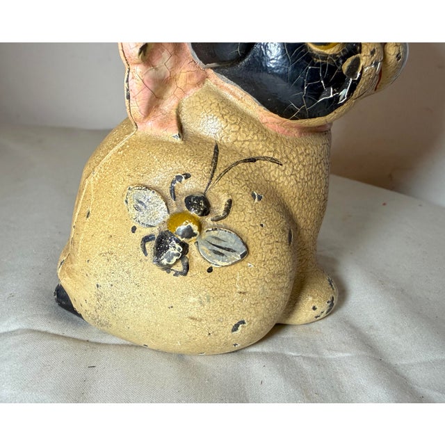 Antique Original Grace Drayton Cast Iron Hubley Dog Bee Coin Still Bank 1900s For Sale In New York - Image 6 of 13