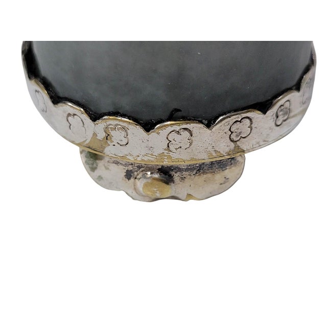 Late Qing Dynasty Chinese Silver-Mounted Jade Opium Lamp For Sale - Image 11 of 12