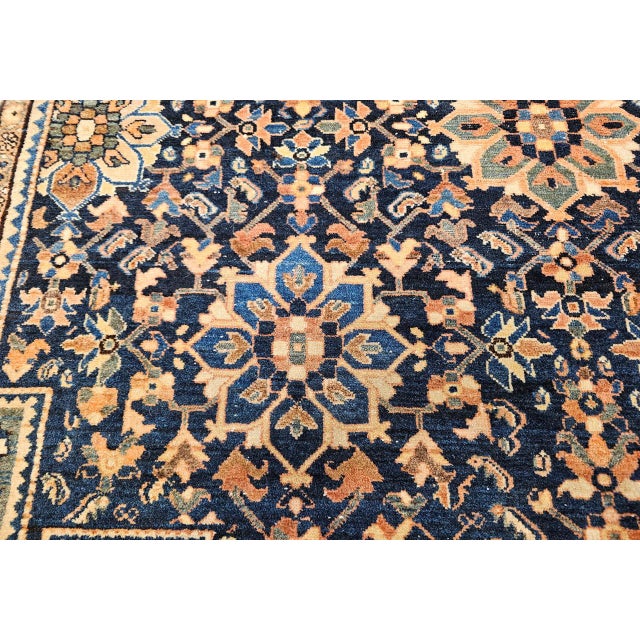1900 - 1909 Vintage Persian Malayer Area Rug, Hand-Knotted Wool, Geometric Pattern, 5x7, Navy & Ivory For Sale - Image 5 of 18
