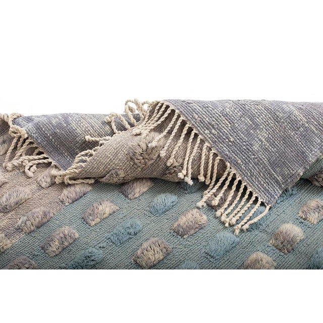 Contemporary Textured Hand-Knotted Wool Rug by Azele Studio For Sale - Image 3 of 9