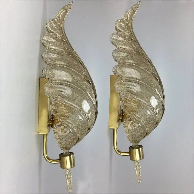 Large Golden Murano Glass Wall Sconces from Barovier & Toso, Italy, 1960s, Set of 2 For Sale - Image 9 of 9