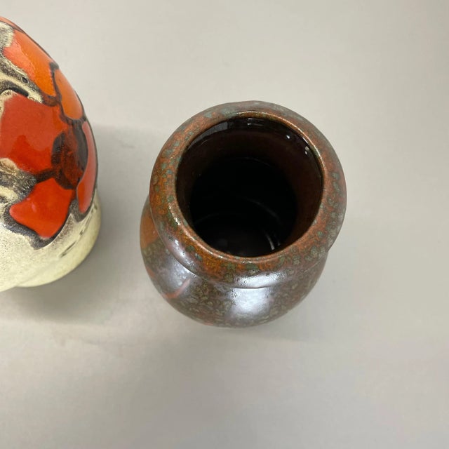 German Multi-Color Pottery Fat Lava Vases from Scheurich, 1970s, Set of 2 For Sale - Image 16 of 18
