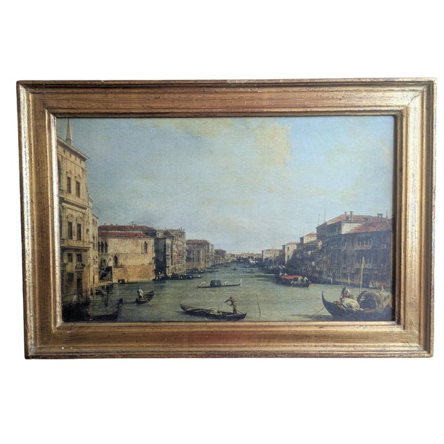 Early 20th Century Italian Florentine Framed Venice Canal Art For Sale - Image 9 of 13
