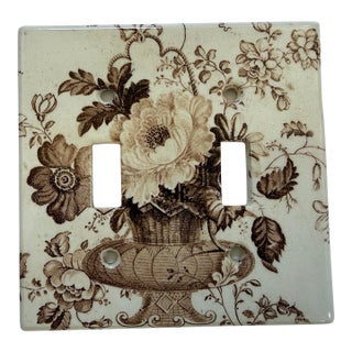 Antique English Transfer Wear Light Switch Plate For Sale