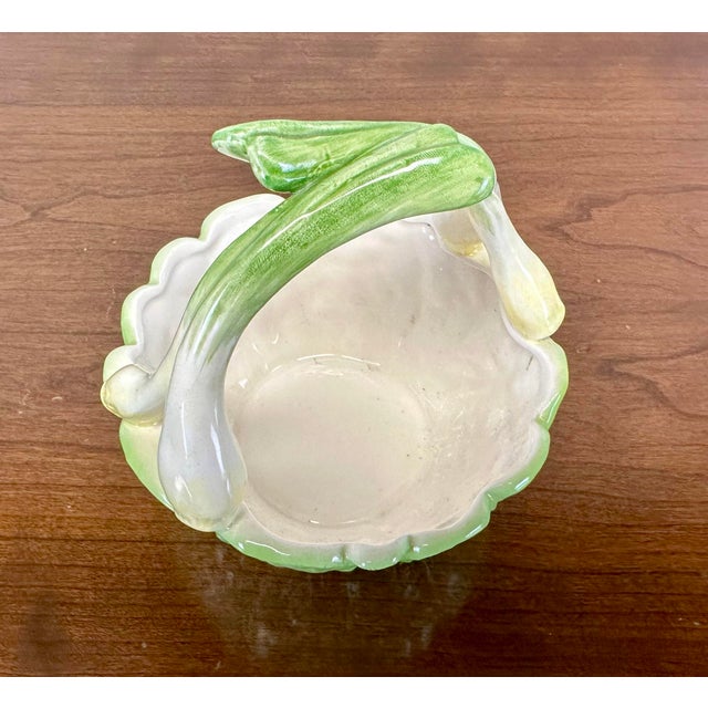 French Vintage Fritz and Floyd Small Spring Onion Cabbage Basket Serving Dish For Sale - Image 3 of 8
