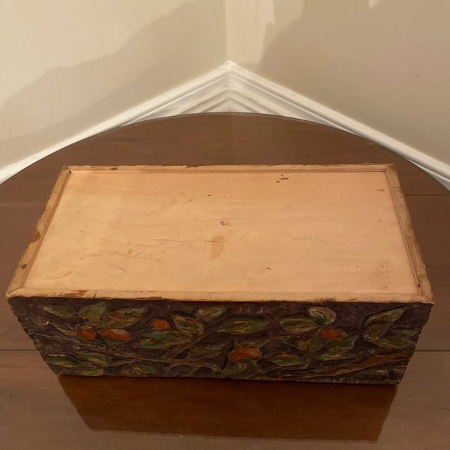 1970s 1970s Hand Carved Wooden Tissue Box Signed Nataly For Sale - Image 5 of 6