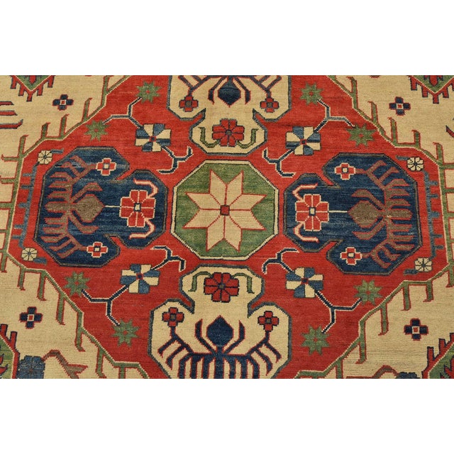 Kazak Rug 10′ X 13’4” Beige Wool Tribal Hand-Knotted Oriental Carpet For Sale In Philadelphia - Image 6 of 15