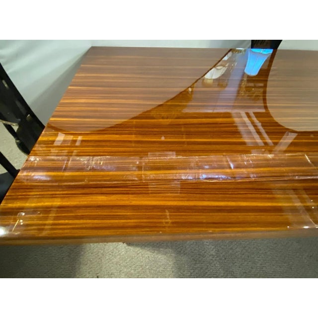 Brown Lorin Marsh Dining Conference Table Smorgasbord Lacquered Zebra-Wood and Brass For Sale - Image 8 of 12
