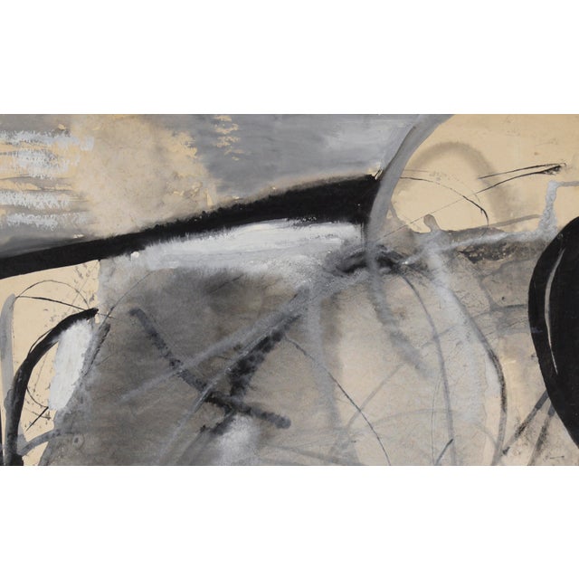 Abstract Black and White Abstract - Oil and Gouache on Paper by Felix Ruvolo For Sale - Image 3 of 8