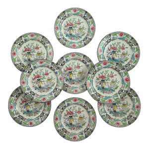 Late 19th Century Mason's Ironstone Chinoiserie Small Plates - Set of 12