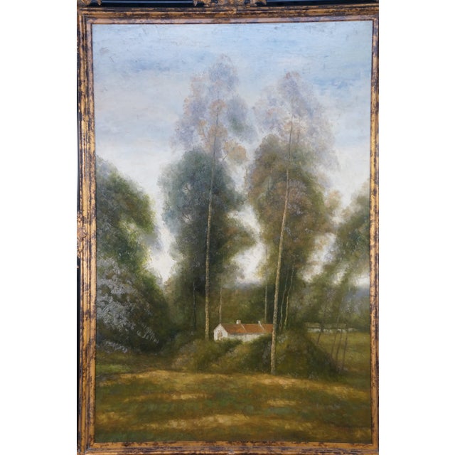 Late 20th Century Late 20th Century L. Stephano Impressionist Country Farmhouse Landscape Oil Painting 83" For Sale - Image 5 of 15