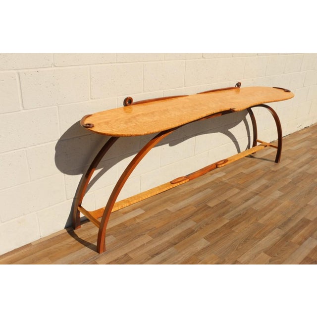 Mid-Century Modern Mid-Century Sculptural Bird’s-Eye Maple & Rosewood Console Table, 1980s For Sale - Image 3 of 18