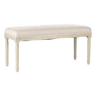 Lille Bench in Ivory Linen with Ivory Painted Frame For Sale
