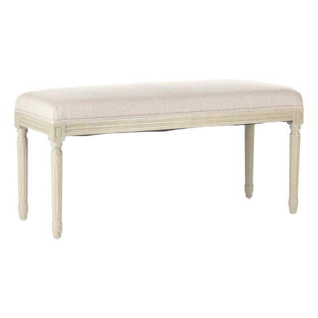 Lille Bench in Ivory Linen with Ivory Painted Frame For Sale