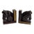 Vintage MCM Brown Gold Ceramic Hand Painted Horse Head Equestrian Decor Bookends Pair For Sale