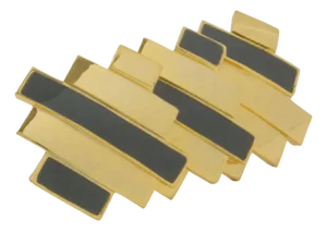 Lanvin Geometric Brooch Gilded Metal and Gray Enamel
