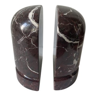 Vintage Neoclassical-Style Red Languedoc Dome Sculptural Marble Bookends- a Pair For Sale