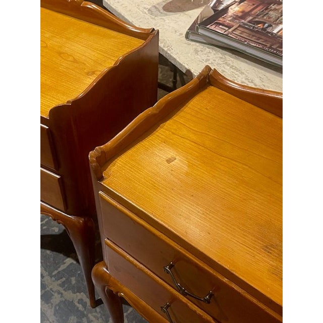 Mid 20th Century Pair of Early 20th C. French Provincial Fruitwood Nightstands For Sale - Image 5 of 7