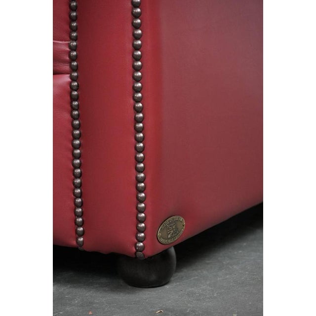 English Chesterfield 2.5 Seater Sofa and Chair in Cowhide Leather, Set of 2 For Sale - Image 11 of 18