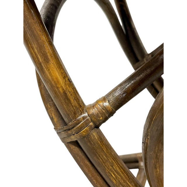 Vintage Woven Rattan & Bamboo Stool With Sculptural Loop Base For Sale - Image 15 of 18