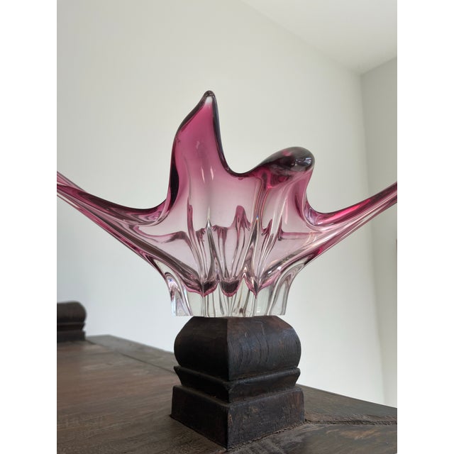 1970s Vintage Murano Cerise Pulled Art Glass Bowl For Sale - Image 9 of 12
