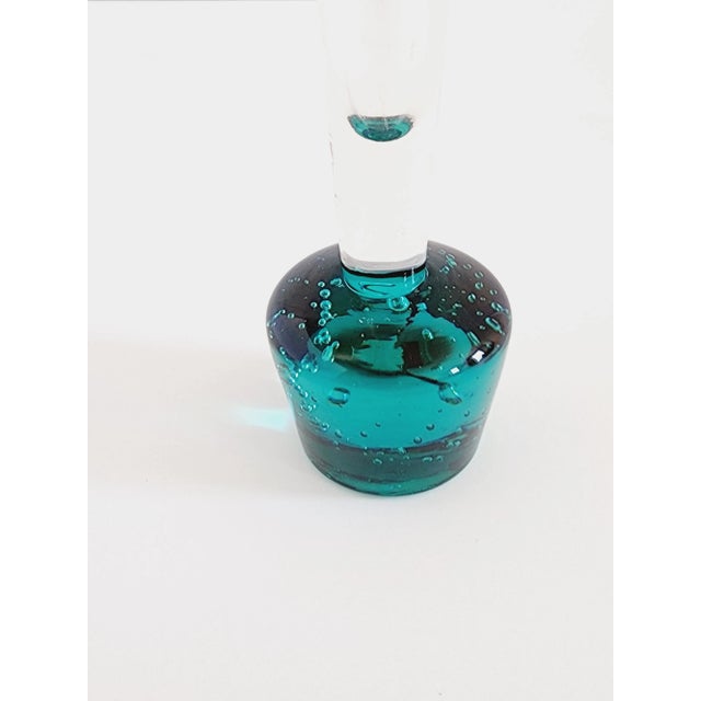 Mid Century Homelgaard Per Lutken Teal Blue Bud Vase For Sale - Image 9 of 11