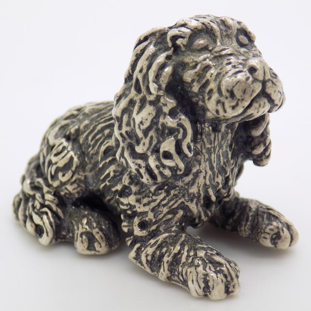Italian Vintage Italian Handmade Genuine Silver Sitting Dog Large Miniature Figurine Sculpture, Made in Tuscany (Arezzo) For Sale - Image 3 of 10